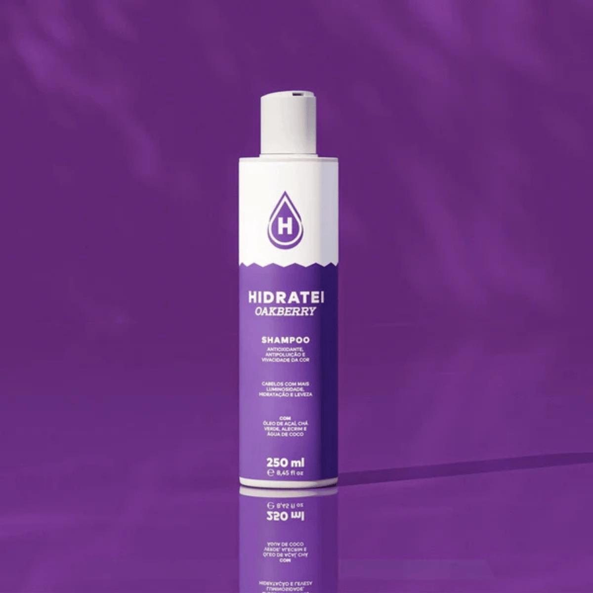 Shampoo OAKBERRY 250ml Hidratei com Óleo de Açaí Refrescante e Vitamina E para Cabelos Vibrantes e Protegidos