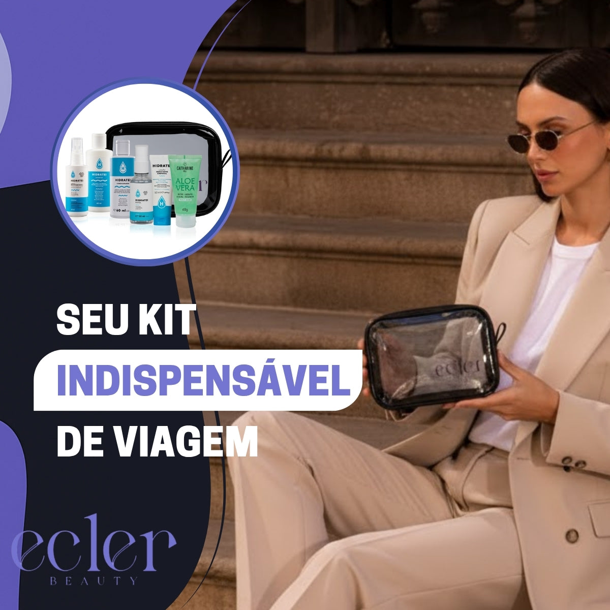 Combo Kit Travel Size + Loção Corporal + Gel Facial + Bolsa