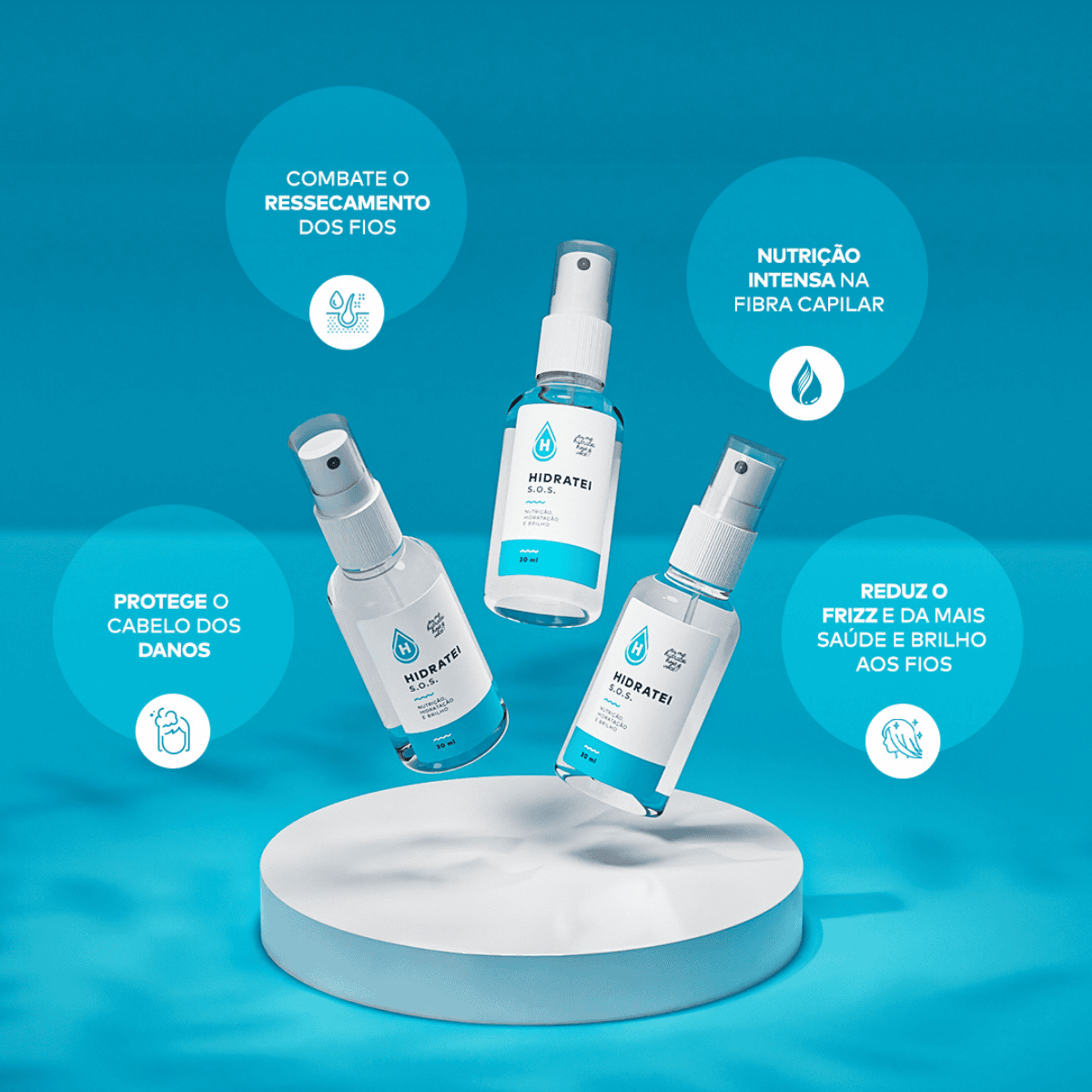 Kit Super Máscara Hidratação + Sérum Sos + Shampoo Hidratei