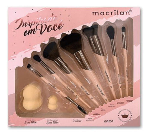 Kit 7 Pincel Maquiagem Macrilan Contorno Profissional Ed200