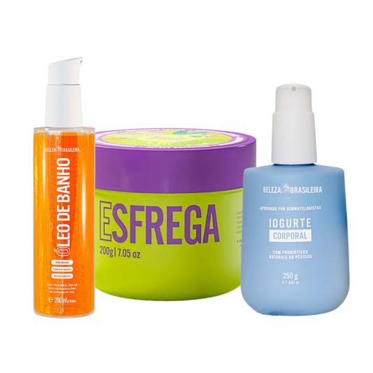 Kit Esfrega Bumbum Atacado + Iogurte Hidratante + Óleo Banho
