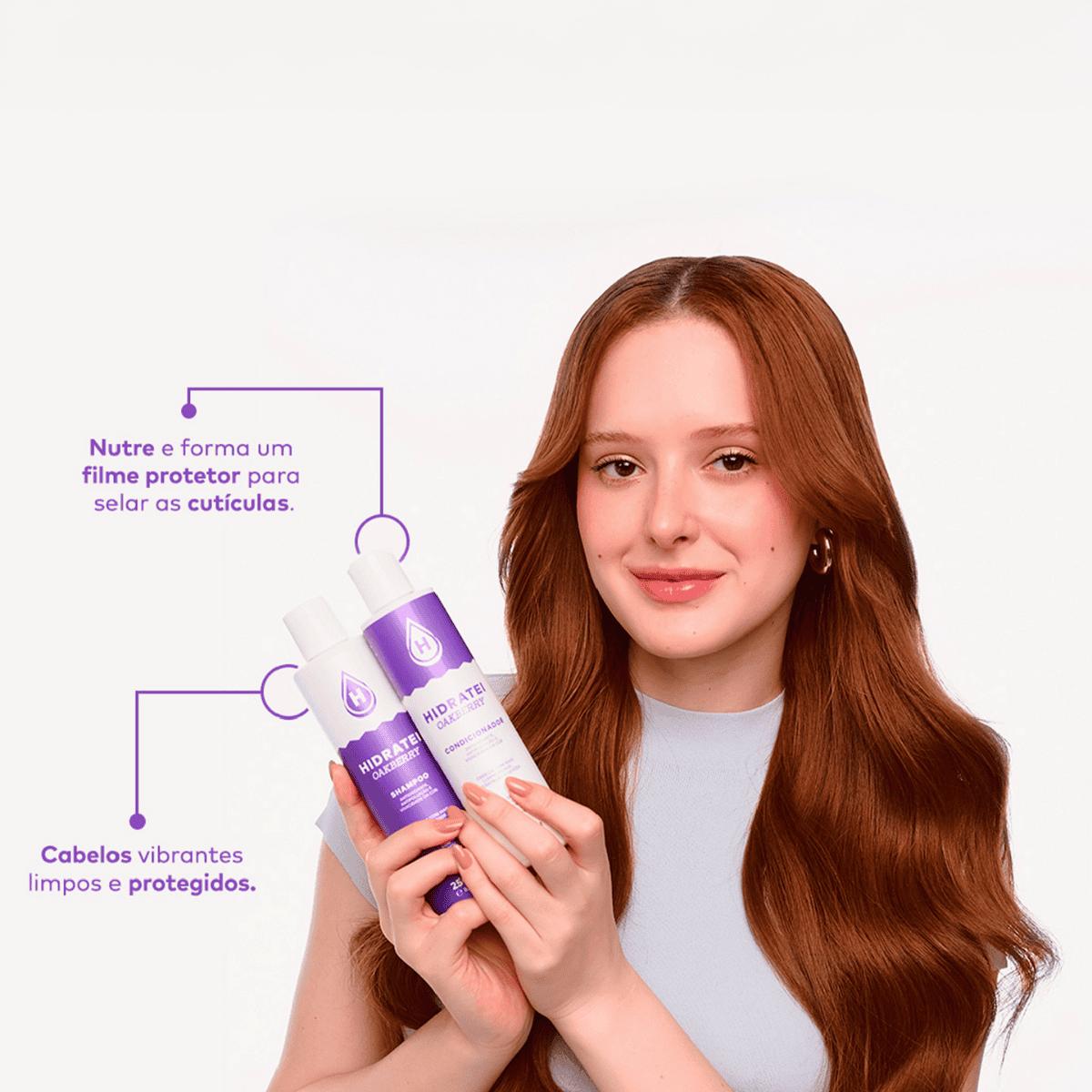 Condicionador OAKBERRY Hidratei 200ml - Hidrata e Revitaliza Cabelos com Açaí e Antioxidantes - Protege Contra Amarelame