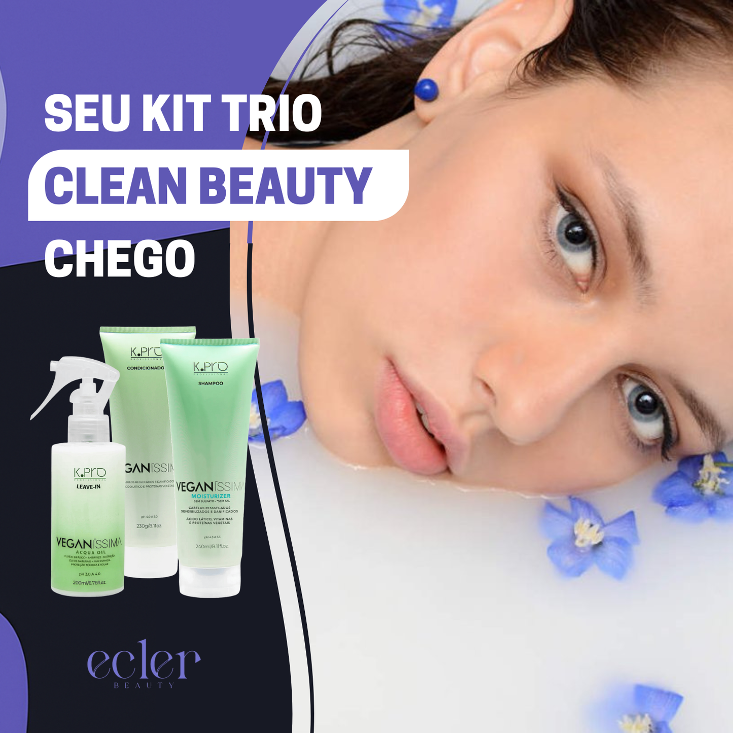 Kit Veganíssima Nutrição Profunda - Shampoo + Condicionador + Leave-in Acqua Oil