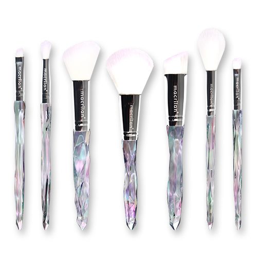 Kit Pincel Macrilan 7 Peças Diamond Maquiagem Profissional Branco