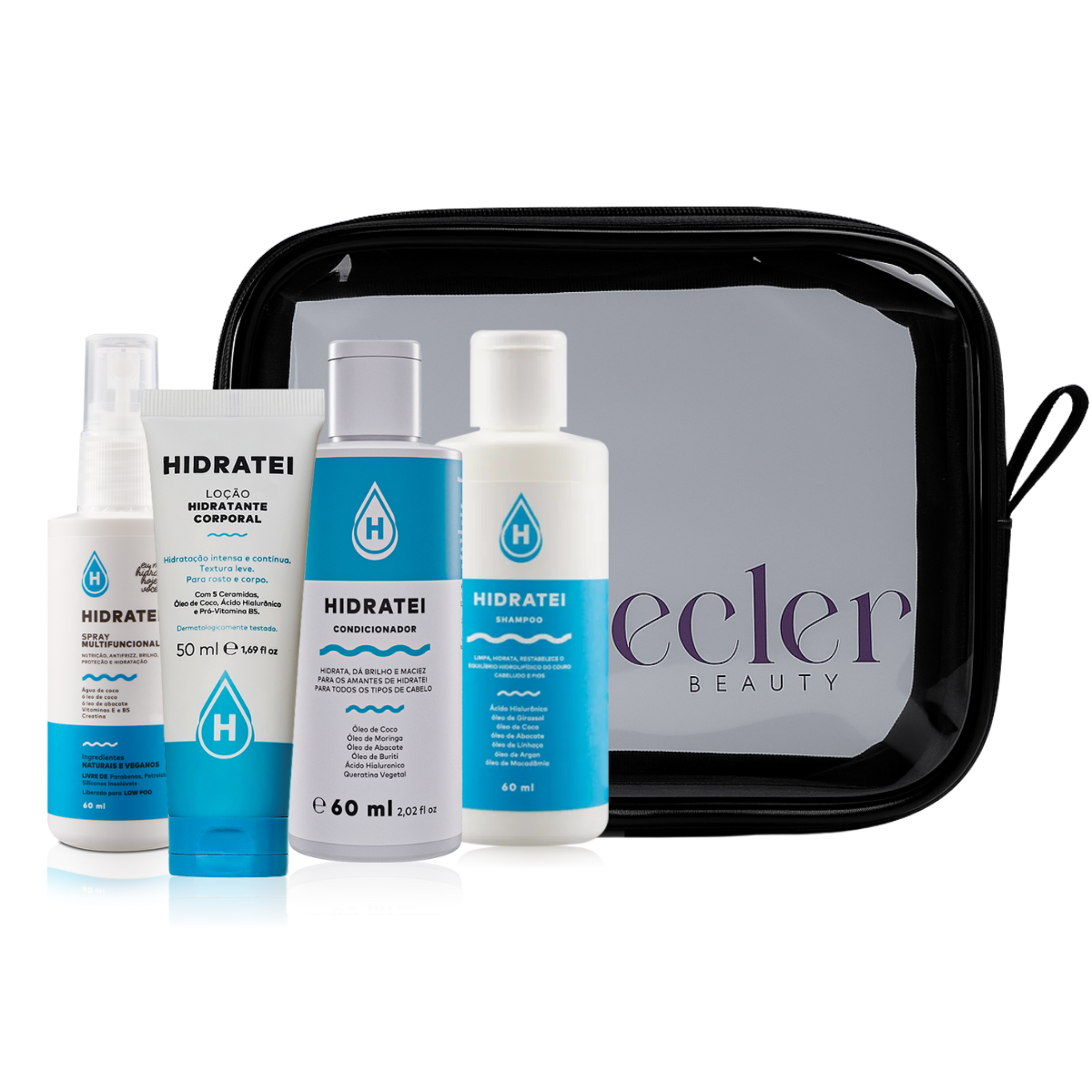 Combo Mini Completo Hidratei - Leave-in + Shampoo e Condicionador Mini + Loção Corporal 50ml