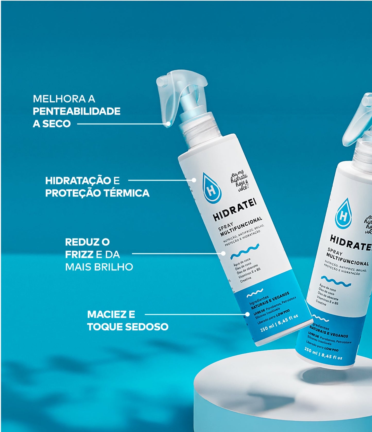 Kit Multifuncional Hidratei 1 Shampoo 1 Spray 250ml