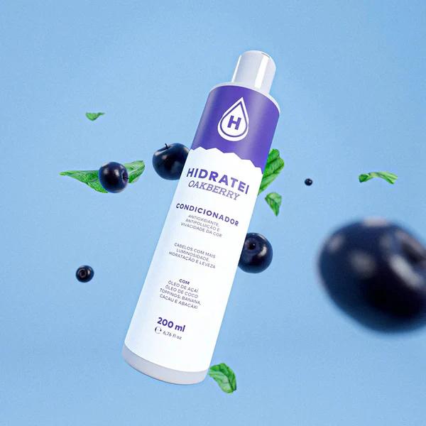 Condicionador OAKBERRY Hidratei 200ml - Hidrata e Revitaliza Cabelos com Açaí e Antioxidantes - Protege Contra Amarelame