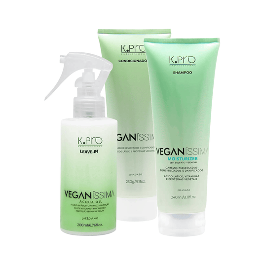 Kit Veganíssima Nutrição Profunda - Shampoo + Condicionador + Leave-in Acqua Oil