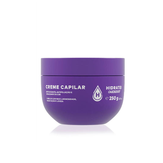 Creme Capilar OAKBERRY Hidratei 250g - Antioxidante, Antipolução e Revitalização para Cabelos Naturais e Coloridos